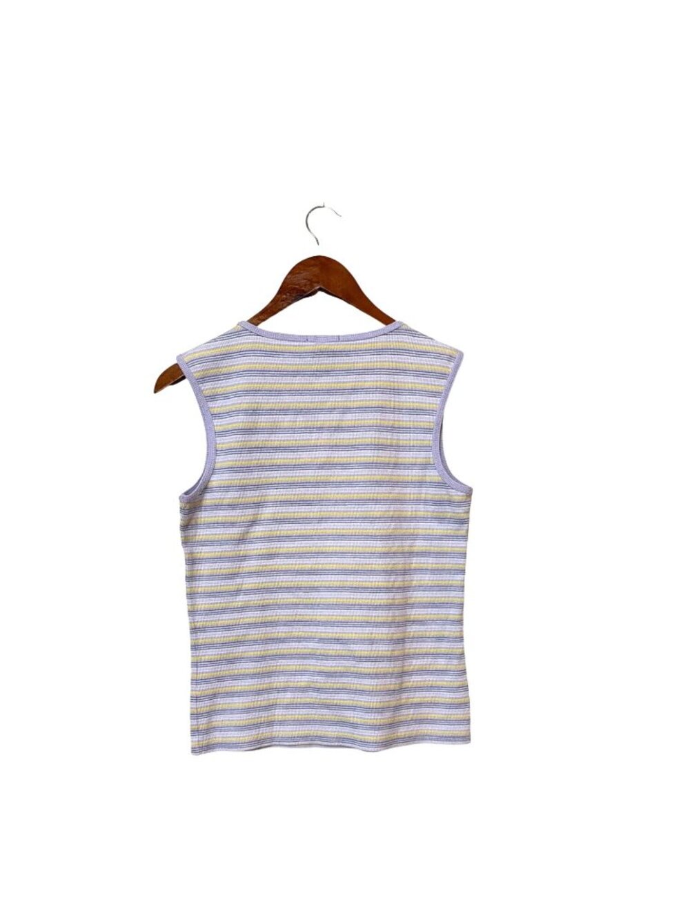 Gap Womens Stretch Sleeveless Striped V-Neck Top Yellow & Lavender Size Large - Picture 2 of 5